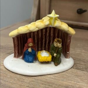 Vintage Department 56 Mini Nativity Scene Christmas Holiday Yellow Star